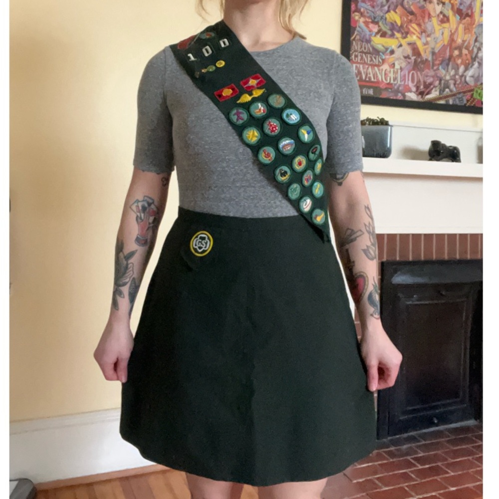Vintage Girl Scout Skirt and Sash Uniform